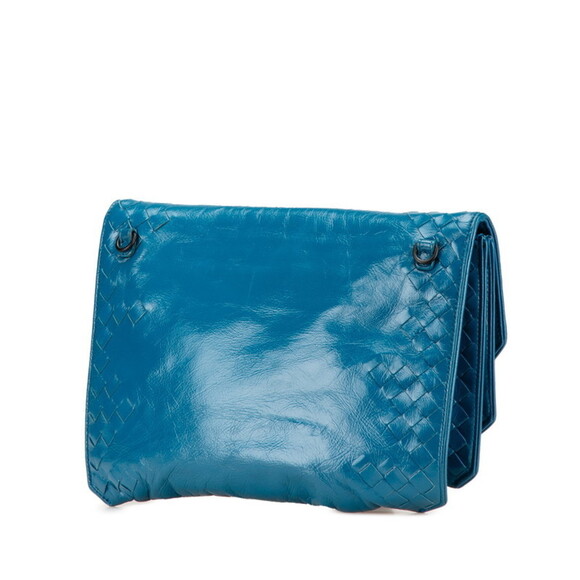 BOTTEGA VENETA Blue Leather Intrecciato Shoulder Bag - Picture 2 of 12